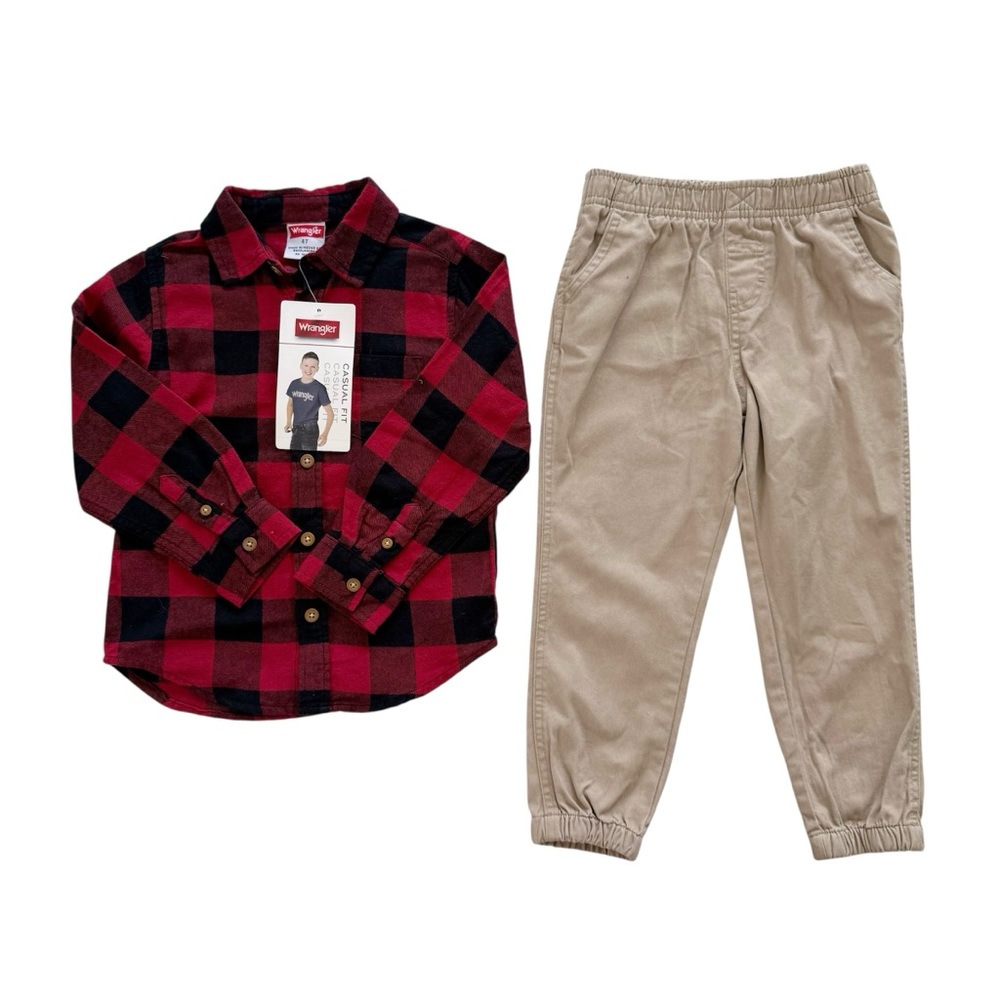 NWT Wrangler Flannel Outfit 4T